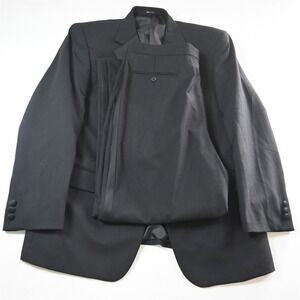 Marco Biella 44R 38x30 Black 100% Wool Mens Jacket Pants Tuxedo